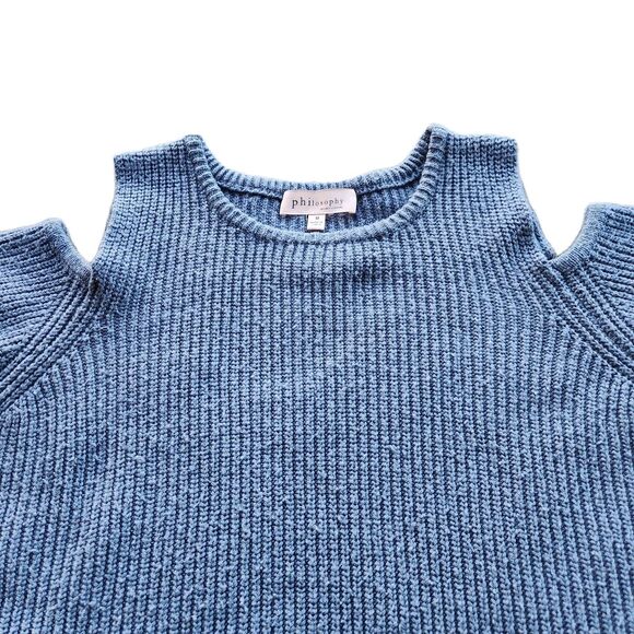 Philosophy Sweater Womens M Knit Wool Blend Cold Shoulder Preppy Business Casual - Picture 2 of 8